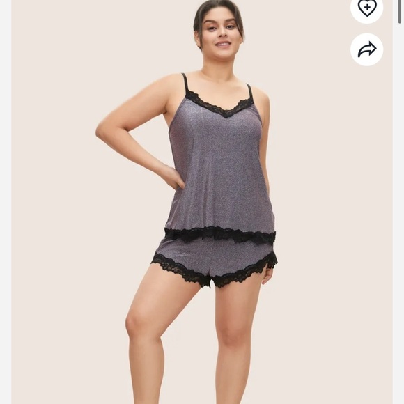 BloomChic Plain Crochet Lace Sleep Cami Top  +  Shorts (Size M  us10) - Picture 5 of 6